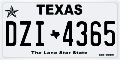 TX license plate DZI4365