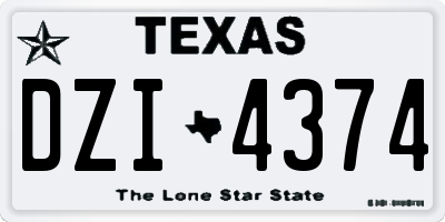 TX license plate DZI4374