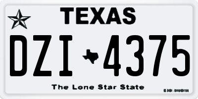 TX license plate DZI4375