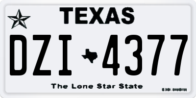 TX license plate DZI4377