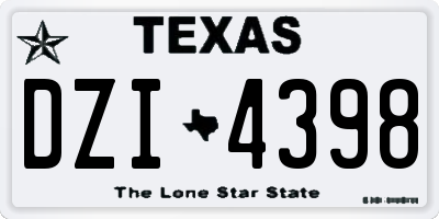 TX license plate DZI4398