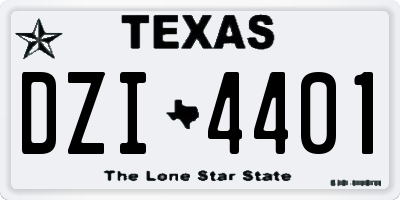 TX license plate DZI4401