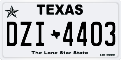 TX license plate DZI4403