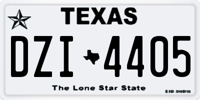 TX license plate DZI4405