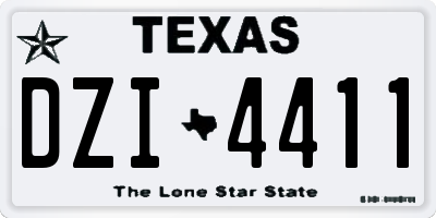 TX license plate DZI4411