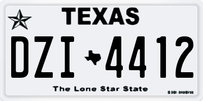 TX license plate DZI4412