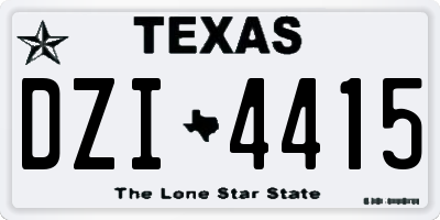 TX license plate DZI4415