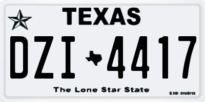 TX license plate DZI4417