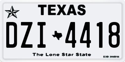 TX license plate DZI4418