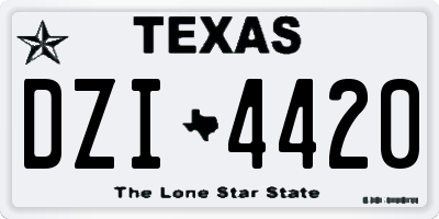 TX license plate DZI4420