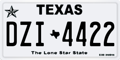 TX license plate DZI4422