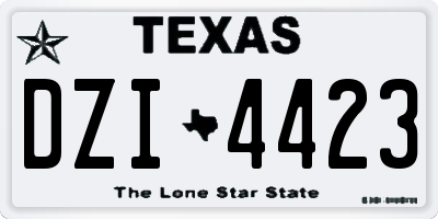 TX license plate DZI4423