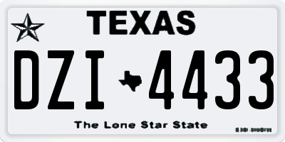 TX license plate DZI4433