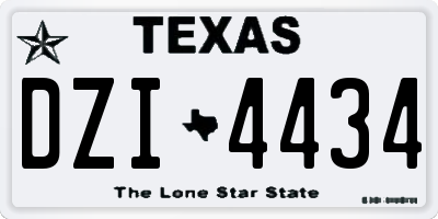 TX license plate DZI4434