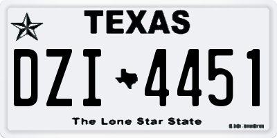 TX license plate DZI4451