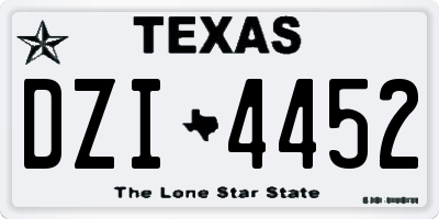 TX license plate DZI4452