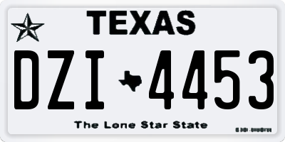 TX license plate DZI4453