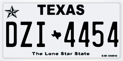 TX license plate DZI4454