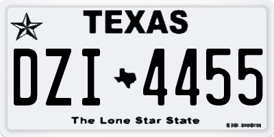 TX license plate DZI4455
