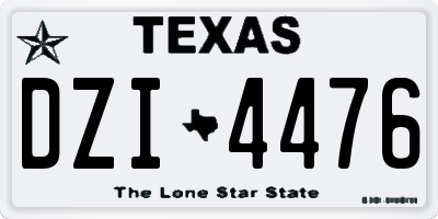 TX license plate DZI4476