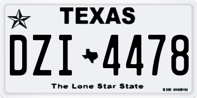 TX license plate DZI4478