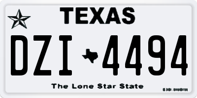 TX license plate DZI4494