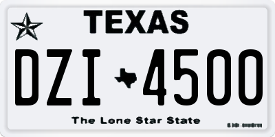 TX license plate DZI4500