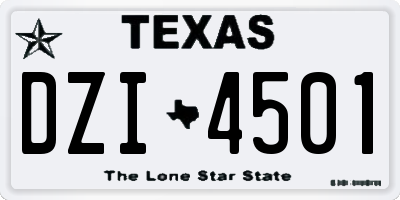 TX license plate DZI4501