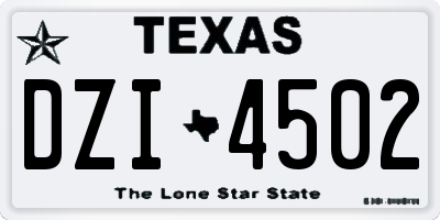 TX license plate DZI4502