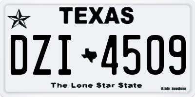 TX license plate DZI4509