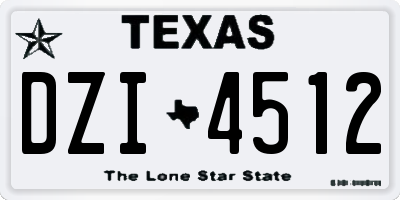 TX license plate DZI4512