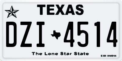 TX license plate DZI4514