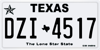 TX license plate DZI4517