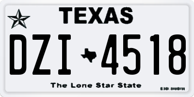 TX license plate DZI4518