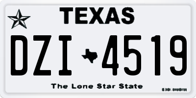 TX license plate DZI4519