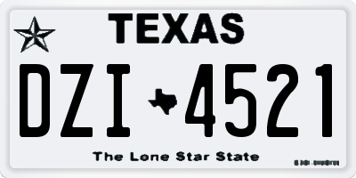 TX license plate DZI4521