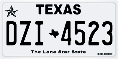 TX license plate DZI4523