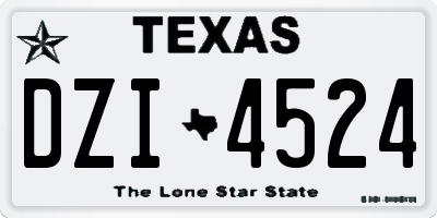 TX license plate DZI4524