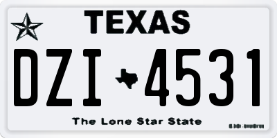 TX license plate DZI4531