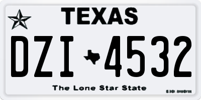 TX license plate DZI4532