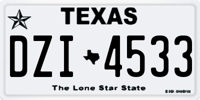 TX license plate DZI4533