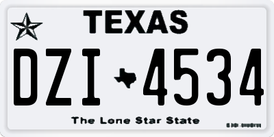 TX license plate DZI4534