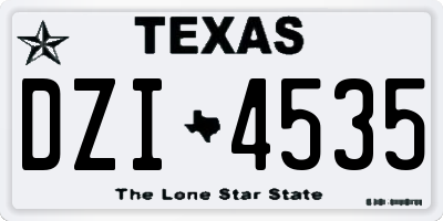 TX license plate DZI4535