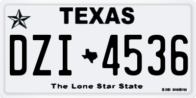 TX license plate DZI4536