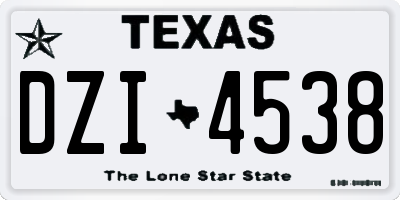 TX license plate DZI4538