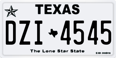 TX license plate DZI4545