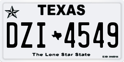 TX license plate DZI4549