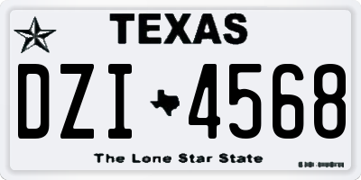 TX license plate DZI4568