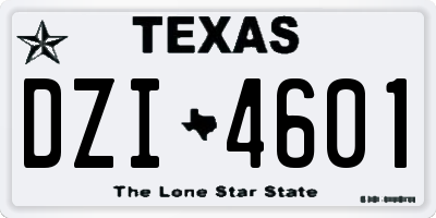 TX license plate DZI4601