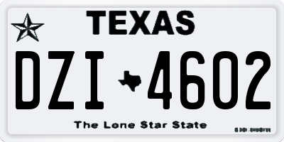 TX license plate DZI4602